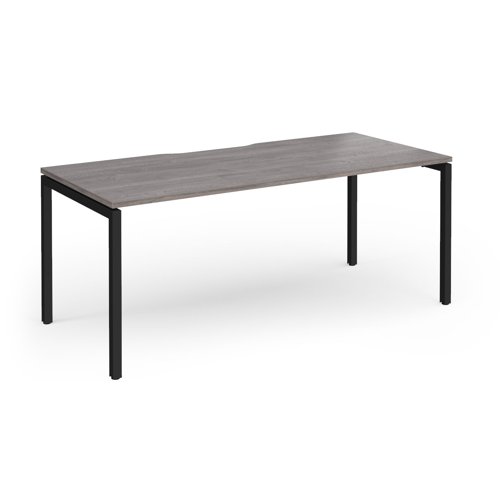 Connex Goal-Post 1800 x 800 x 725mm Single Desk - Black Frame / Grey Oak Top