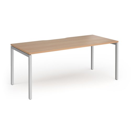 Connex Goal-Post 1800 x 800 x 725mm Single Desk - Silver Frame / Beech Top