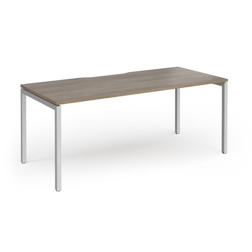 Connex Goal-Post 1800 x 800 x 725mm Single Desk - Silver Frame / Nebraska Oak Top