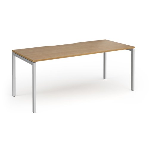 Connex Goal-Post 1800 x 800 x 725mm Single Desk - Silver Frame / Oak Top