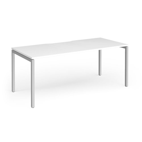 Connex Goal-Post 1800 x 800 x 725mm Single Desk - Silver Frame / White Top