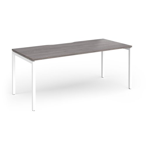Connex Goal-Post 1800 x 800 x 725mm Single Desk - White Frame / Grey Oak Top