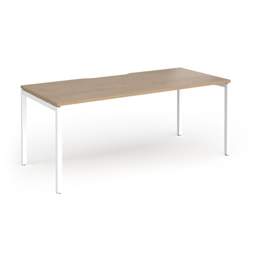 Connex Goal-Post 1800 x 800 x 725mm Single Desk - White Frame / Kendal Oak Top