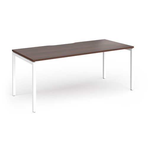 Connex Goal-Post 1800 x 800 x 725mm Single Desk - White Frame / Walnut Top