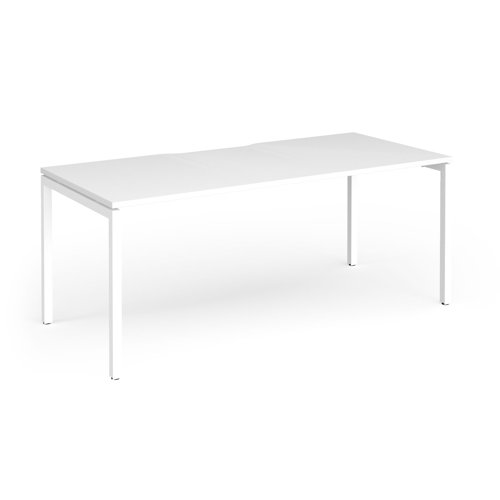 Connex Goal-Post 1800 x 800 x 725mm Single Desk - White Frame / White Top