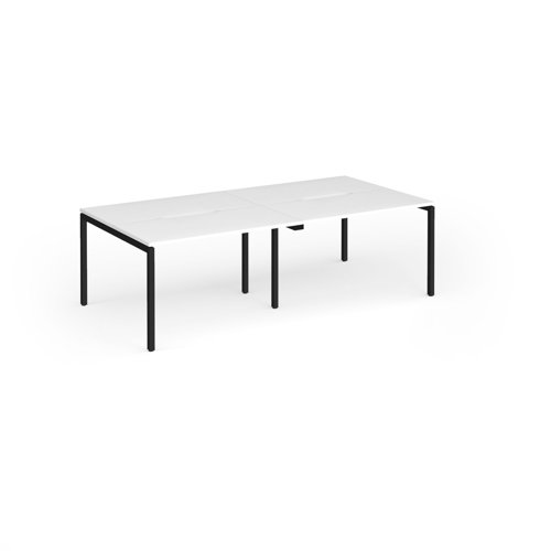Connex Goal-Post 2400 x 1200 x 725mm Back to Back Desk (4 x 1200mm) - Black Frame / White Top