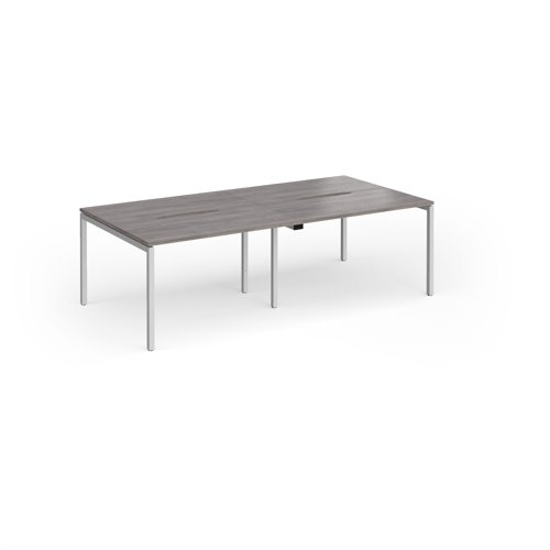 Connex Goal-Post 2400 x 1200 x 725mm Back to Back Desk (4 x 1200mm) - Silver Frame / Grey Oak Top