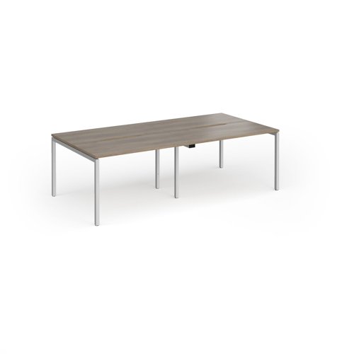 Connex Goal-Post 2400 x 1200 x 725mm Back to Back Desk (4 x 1200mm) - Silver Frame / Nebraska Oak Top