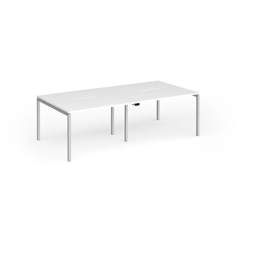 Connex Goal-Post 2400 x 1200 x 725mm Back to Back Desk (4 x 1200mm) - Silver Frame / White Top