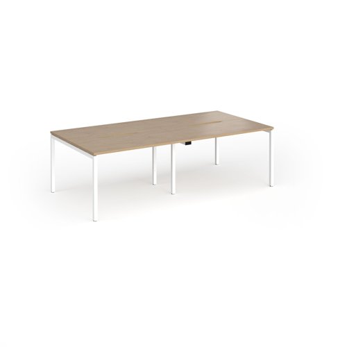 Connex Goal-Post 2400 x 1200 x 725mm Back to Back Desk (4 x 1200mm) - White Frame / Kendal Oak Top