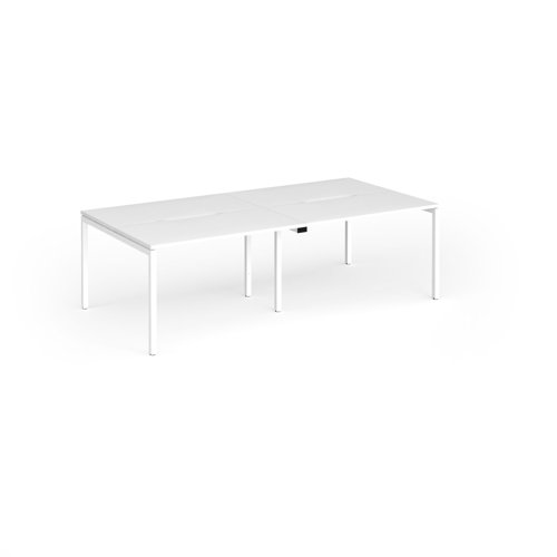 Connex Goal-Post 2400 x 1200 x 725mm Back to Back Desk (4 x 1200mm) - White Frame / White Top