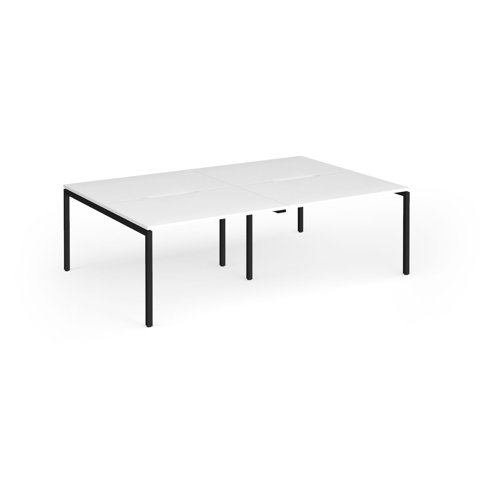 Connex Goal-Post 2400 x 1600 x 725mm Back to Back Desk (4 x 1200mm) - Black Frame / White Top