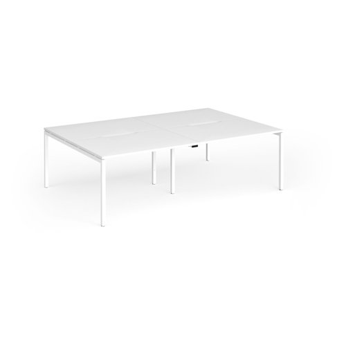 Connex Goal-Post 2400 x 1600 x 725mm Back to Back Desk (4 x 1200mm) - White Frame / White Top