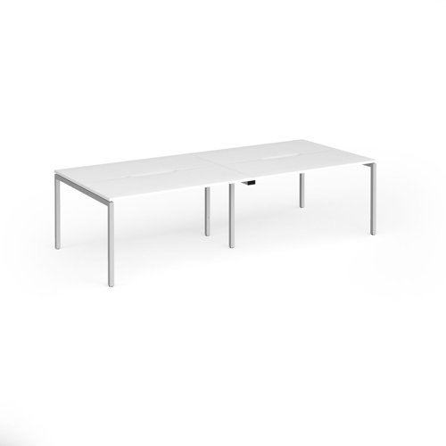 Connex Goal-Post 2800 x 1200 x 725mm Back to Back Desk (4 x 1400mm) - Silver Frame / White Top