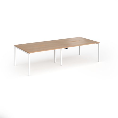 Connex Goal-Post 2800 x 1200 x 725mm Back to Back Desk (4 x 1400mm) - White Frame / Beech Top