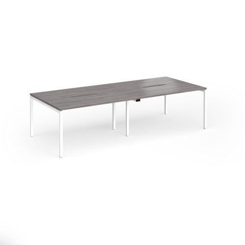 Connex Goal-Post 2800 x 1200 x 725mm Back to Back Desk (4 x 1400mm) - White Frame / Grey Oak Top