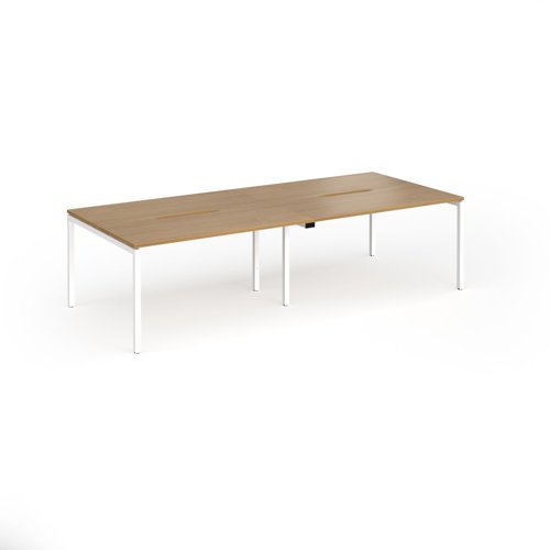 Connex Goal-Post 2800 x 1200 x 725mm Back to Back Desk (4 x 1400mm) - White Frame / Oak Top