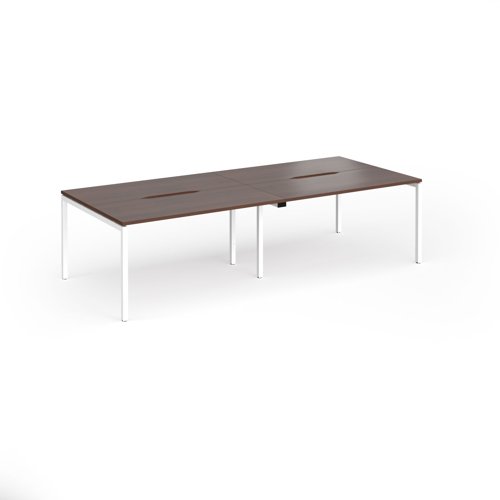 Connex Goal-Post 2800 x 1200 x 725mm Back to Back Desk (4 x 1400mm) - White Frame / Walnut Top