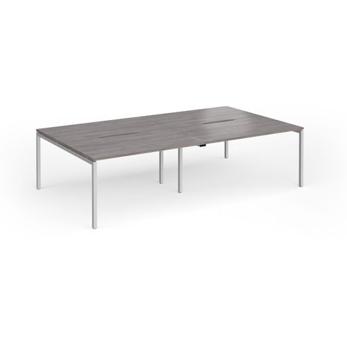 Connex Goal-Post 2800 x 1600 x 725mm Back to Back Desk (4 x 1400mm) - Silver Frame / Grey Oak Top