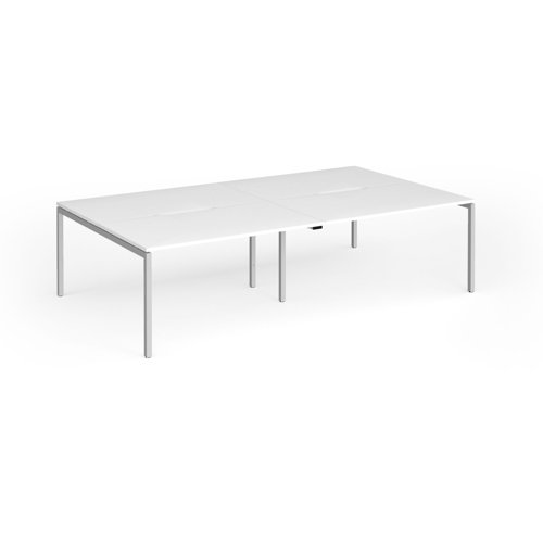 Connex Goal-Post 2800 x 1600 x 725mm Back to Back Desk (4 x 1400mm) - Silver Frame / White Top