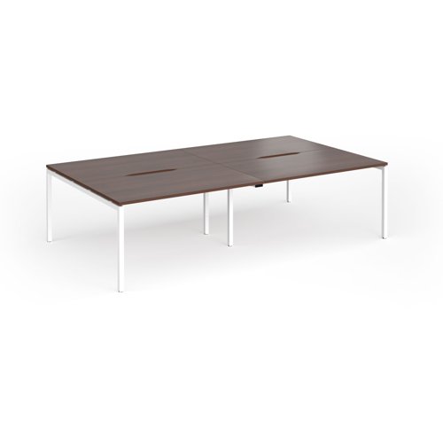 Connex Goal-Post 2800 x 1600 x 725mm Back to Back Desk (4 x 1400mm) - White Frame / Walnut Top