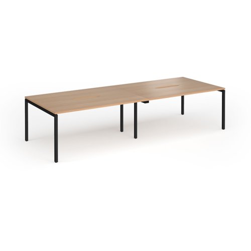 Connex Goal-Post 3200 x 1200 x 725mm Back to Back Desk (4 x 1600mm) - Black Frame / Beech Top
