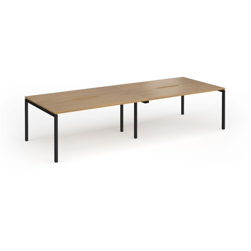 Connex Goal-Post 3200 x 1200 x 725mm Back to Back Desk (4 x 1600mm) - Black Frame / Oak Top