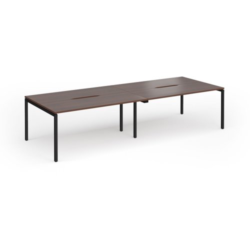 Connex Goal-Post 3200 x 1200 x 725mm Back to Back Desk (4 x 1600mm) - Black Frame / Walnut Top