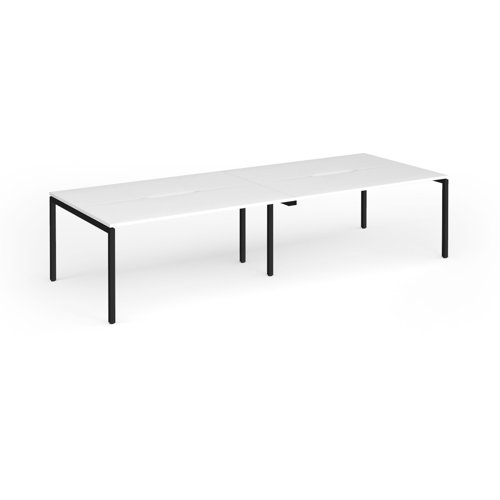 Connex Goal-Post 3200 x 1200 x 725mm Back to Back Desk (4 x 1600mm) - Black Frame / White Top