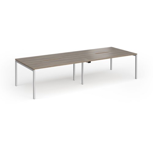 Connex Goal-Post 3200 x 1200 x 725mm Back to Back Desk (4 x 1600mm) - Silver Frame / Nebraska Oak Top