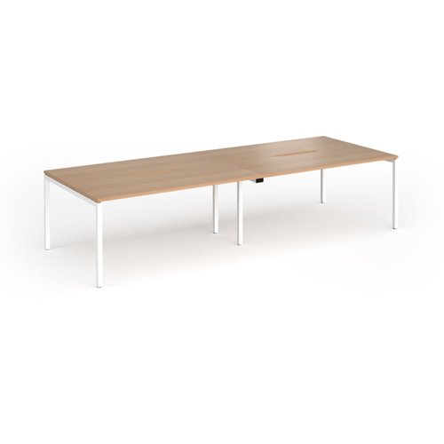 Connex Goal-Post 3200 x 1200 x 725mm Back to Back Desk (4 x 1600mm) - White Frame / Beech Top