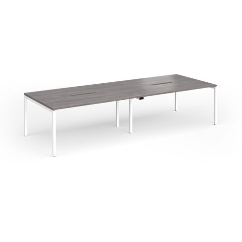 Connex Goal-Post 3200 x 1200 x 725mm Back to Back Desk (4 x 1600mm) - White Frame / Grey Oak Top