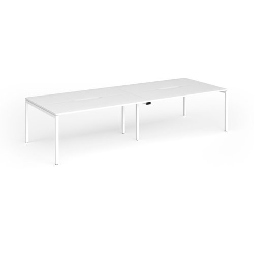 Connex Goal-Post 3200 x 1200 x 725mm Back to Back Desk (4 x 1600mm) - White Frame / White Top