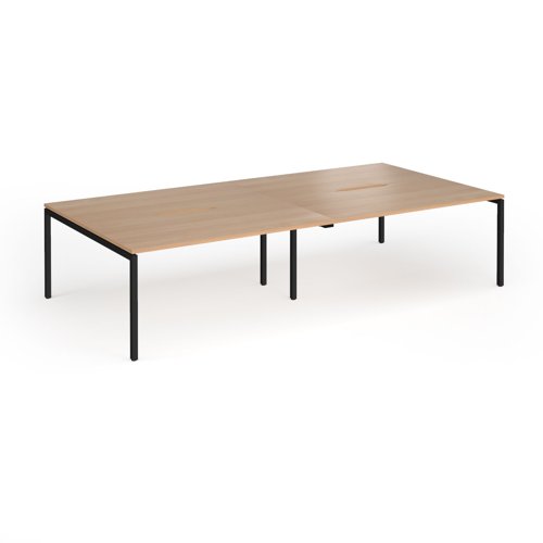 Connex Goal-Post 3200 x 1600 x 725mm Back to Back Desk (4 x 1600mm) - Black Frame / Beech Top
