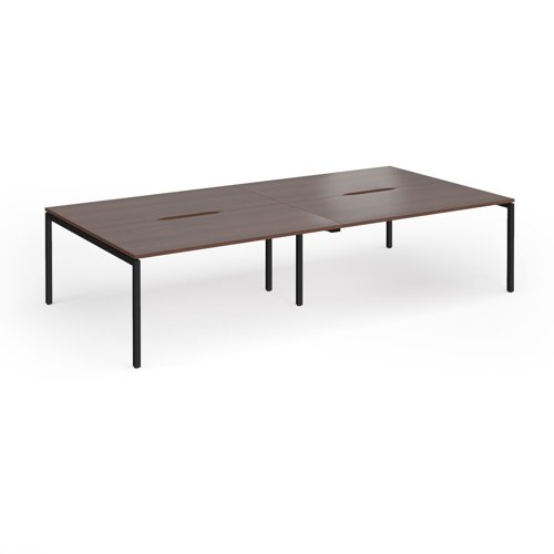 Connex Goal-Post 3200 x 1600 x 725mm Back to Back Desk (4 x 1600mm) - Black Frame / Walnut Top