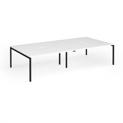Connex Goal-Post 3200 x 1600 x 725mm Back to Back Desk (4 x 1600mm) - Black Frame / White Top