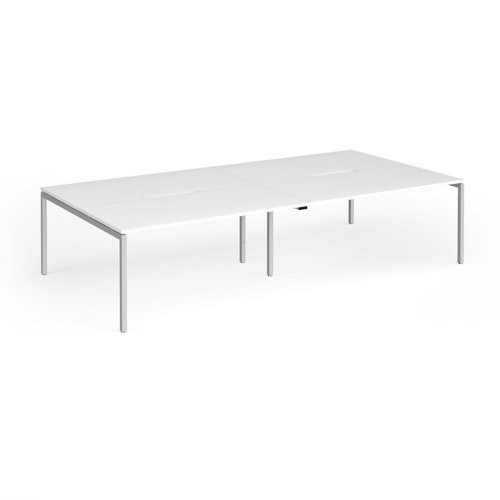 Connex Goal-Post 3200 x 1600 x 725mm Back to Back Desk (4 x 1600mm) - Silver Frame / White Top