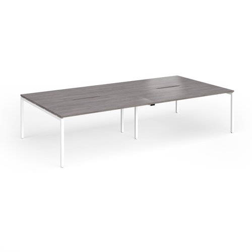 Connex Goal-Post 3200 x 1600 x 725mm Back to Back Desk (4 x 1600mm) - White Frame / Grey Oak Top