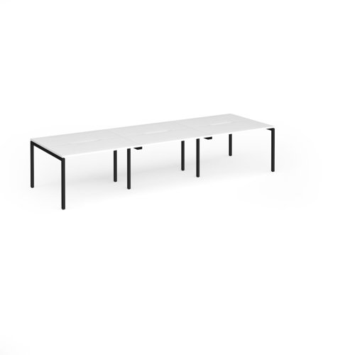 Connex Goal-Post 3600 x 1200 x 725mm Back to Back Desk (6 x 1200mm) - Black Frame / White Top