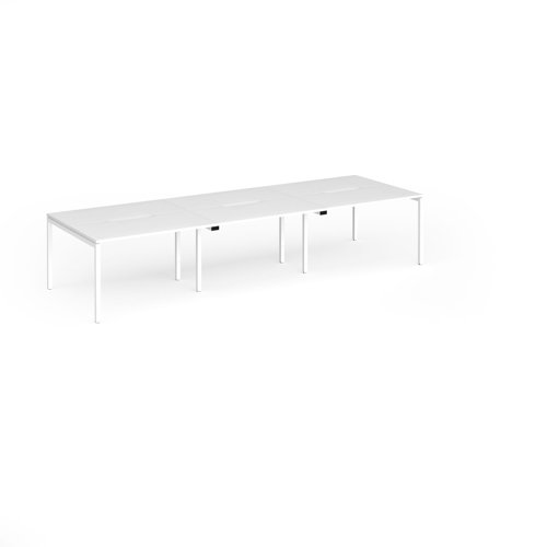 Connex Goal-Post 3600 x 1200 x 725mm Back to Back Desk (6 x 1200mm) - White Frame / White Top