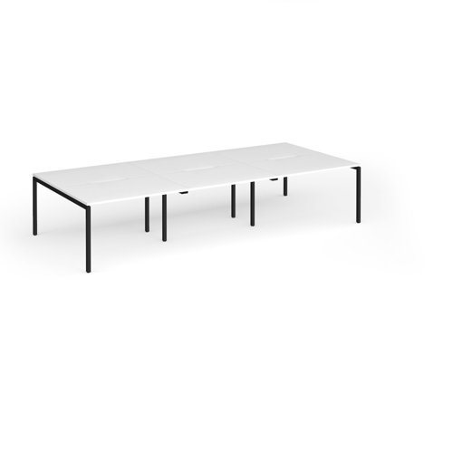 Connex Goal-Post 3600 x 1600 x 725mm Back to Back Desk (6 x 1200mm) - Black Frame / White Top
