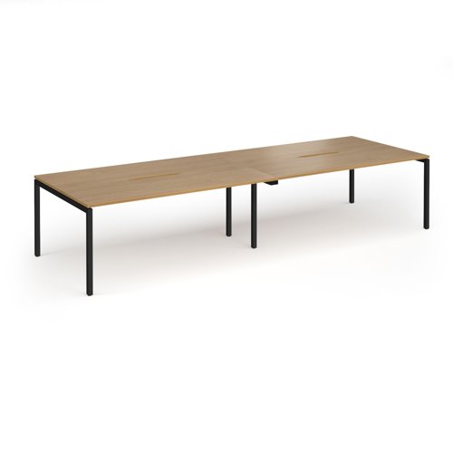 Connex Goal-Post 3600 x 1200 x 725mm Back to Back Desk (4 x 1800mm) - Black Frame / Oak Top