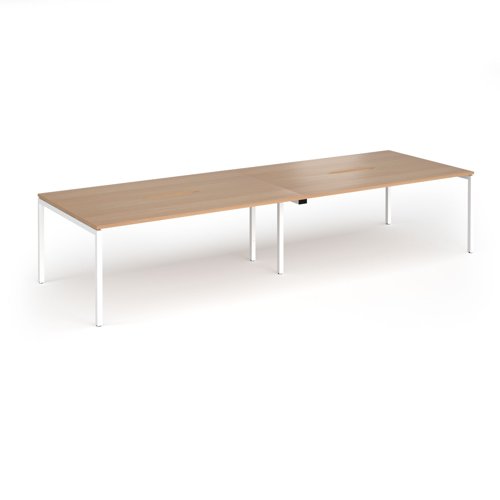 Connex Goal-Post 3600 x 1200 x 725mm Back to Back Desk (4 x 1800mm) - White Frame / Beech Top