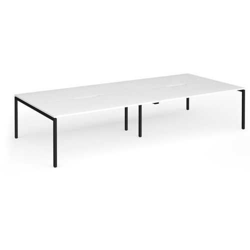 Connex Goal-Post 3600 x 1600 x 725mm Back to Back Desk (4 x 1800mm) - Black Frame / White Top