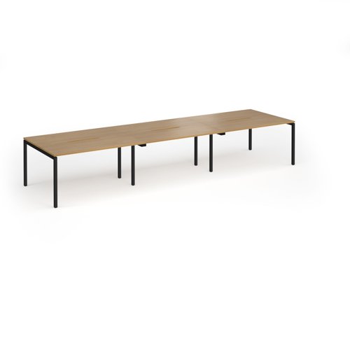 Connex Goal-Post 4200 x 1200 x 725mm Back to Back Desk (6 x 1400mm) - Black Frame / Oak Top