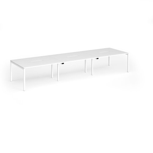 Connex Goal-Post 4200 x 1200 x 725mm Back to Back Desk (6 x 1400mm) - White Frame / White Top