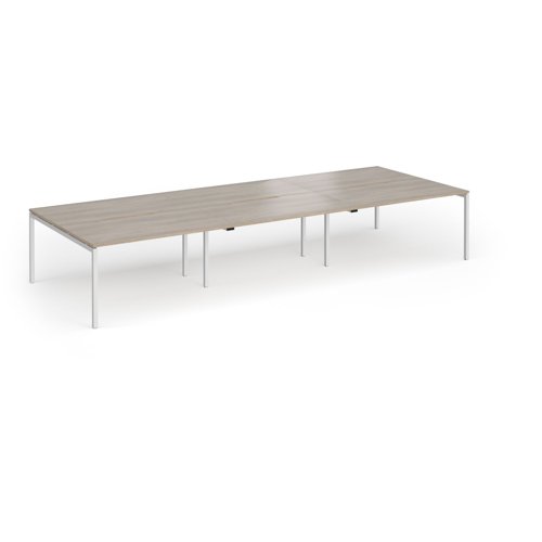 Connex Goal-Post 4200 x 1600 x 725mm Back to Back Desk (6 x 1400mm) - Silver Frame / Nebraska Oak Top