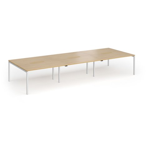 Connex Goal-Post 4200 x 1600 x 725mm Back to Back Desk (6 x 1400mm) - Silver Frame / Oak Top