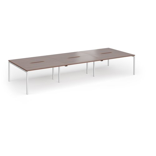 Connex Goal-Post 4200 x 1600 x 725mm Back to Back Desk (6 x 1400mm) - Silver Frame / Walnut Top