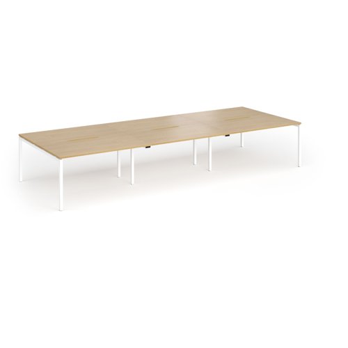 Connex Goal-Post 4200 x 1600 x 725mm Back to Back Desk (6 x 1400mm) - White Frame / Oak Top